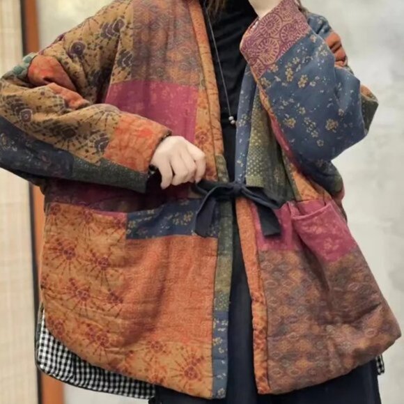 Unique Autumn/Winter 100% Cotton Quilted Jacket, M/L, multicolor - Picture 11 of 12